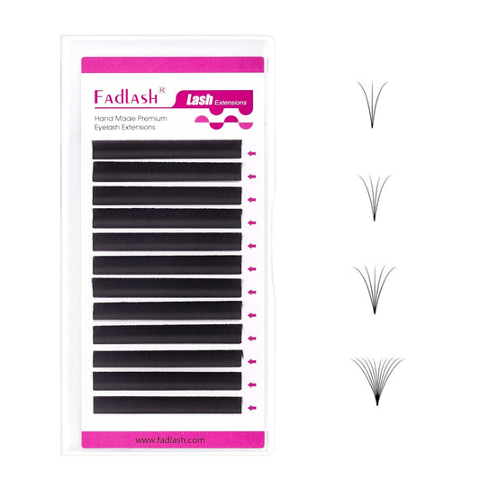 FADLASH Easy Fan Lash Extensions C D Curl Blooming Volume Eyelash Extensions 8-25mm Volume Lashes Self Fanning Eyelashes Extensions Supplies Lash Tray (0.07C, 15mm)