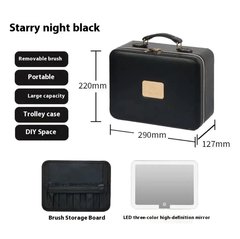 Large Capacity High-end Three Color Illuminated Makeup Box